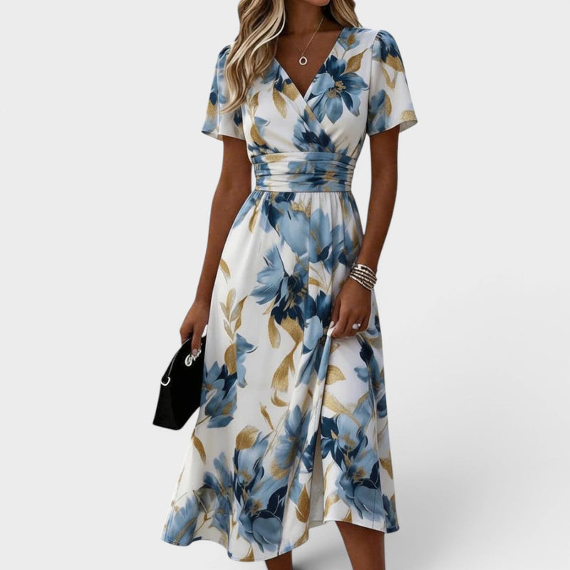 DENISE | Vestido midi cruzado floral