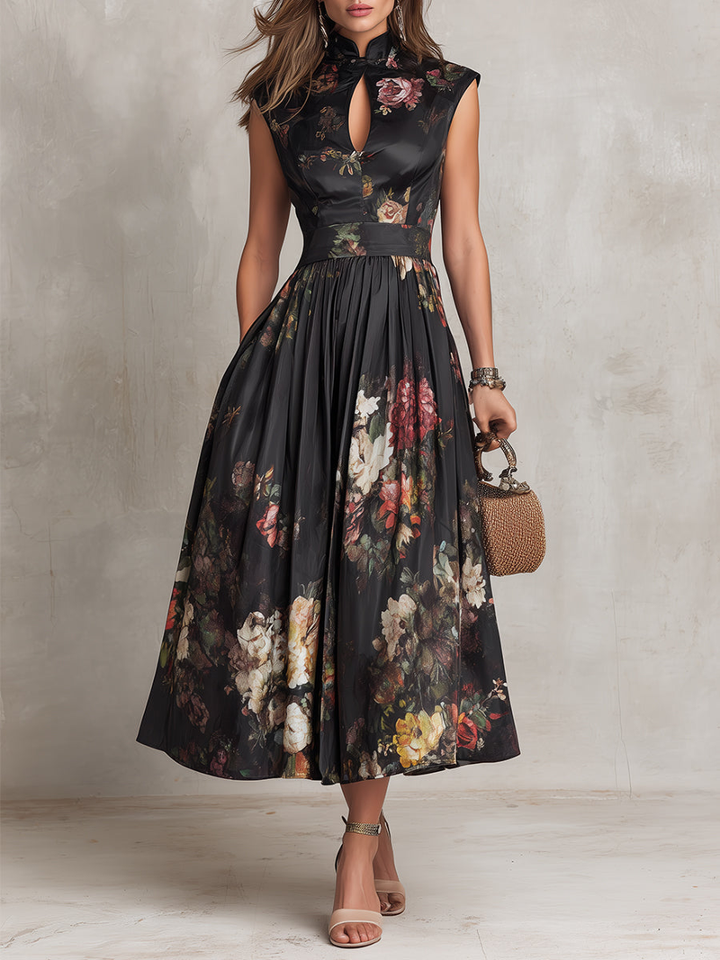 VIOLETTA | Vestido midi satinado plisado