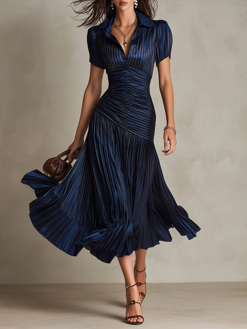 LUCIA | Vestido midi plisado de rayas