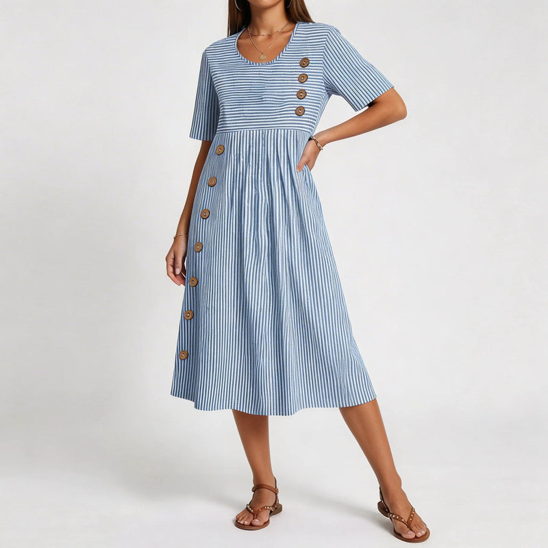SIENNA | Vestido midi de rayas transpirable